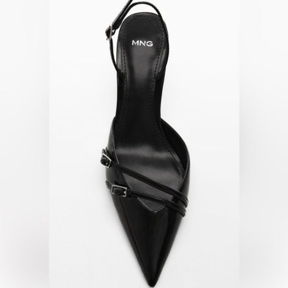 MANGO PATENT BUCKLE SLINGBACK PUMPS - Picture 1 of 4